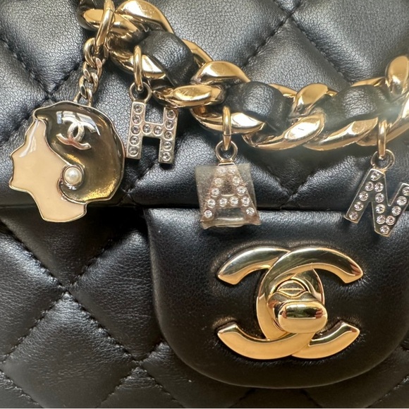 Chanel Mini Rectangle Coco Charms Flap Bag Black - Picture 8 of 10